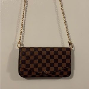 Brown checkered designer inspired crossbody